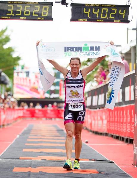 Sam Warriner winning Ironman 70.3 in Cairns.